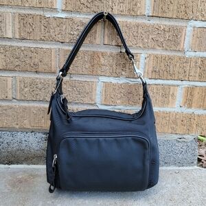 Coach Y2K Vintage Mercer Black Twill Leather Pocket Hobo 7430